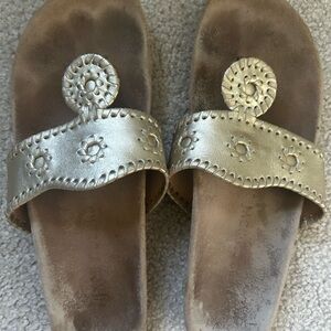 Jack Rogers Gold Comfort Sandals with Medallion Details